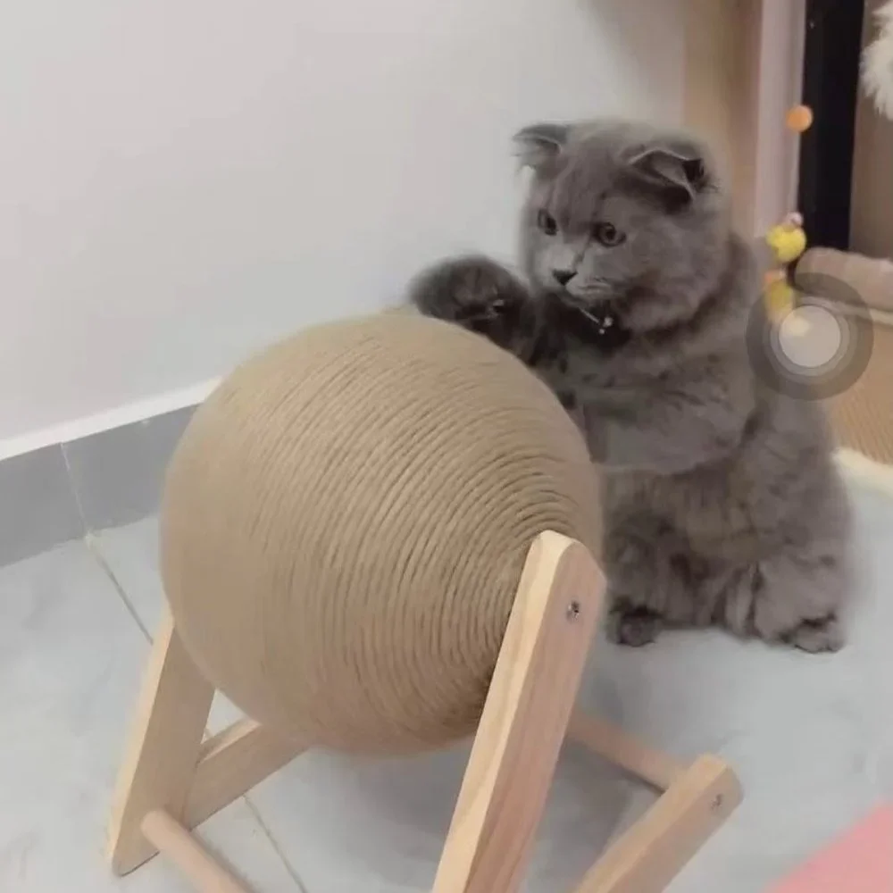 Wooden cat scratching ball